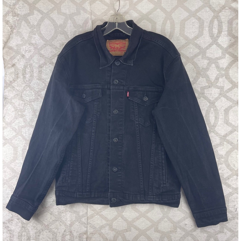 Levis Trucker Jacket Mens M Black Stretch Denim Outerwear - Picture 9 of 9
